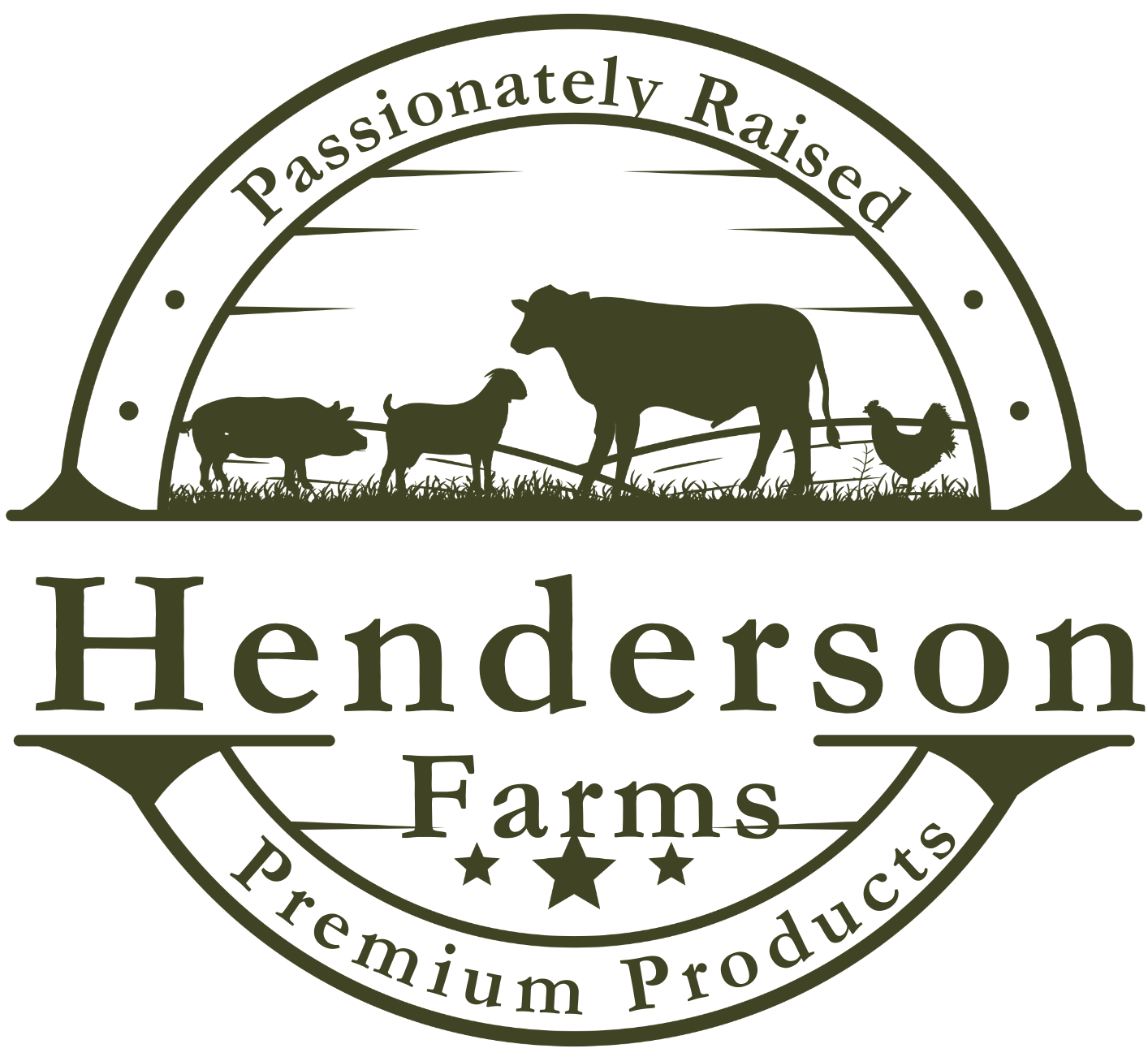 The Henderson Farms mark, on a cream plate